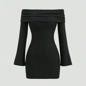 PrettyLittleThing Black Off-Shoulder Dress